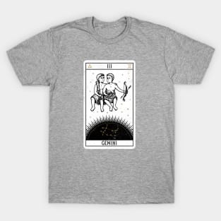 Gemini Distressed Goth Tarot Zodiac Sign T-Shirt